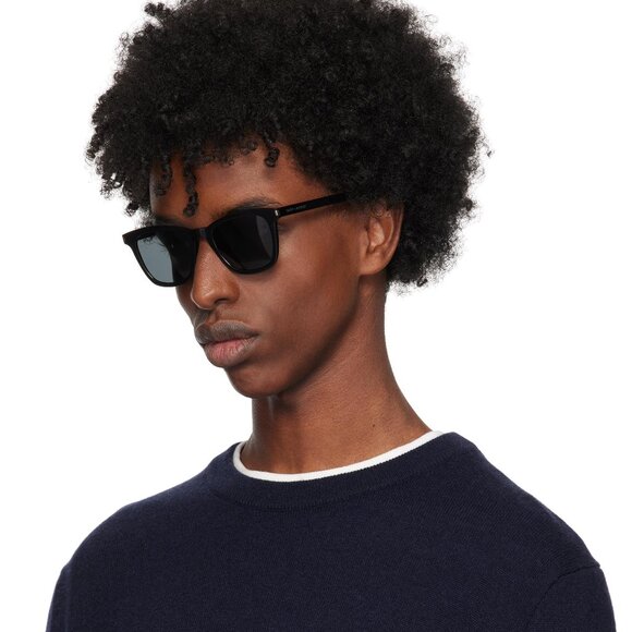 BRAND NEW Saint Laurent Men Sunglasses Black Grey Square SL715 SLIM 001